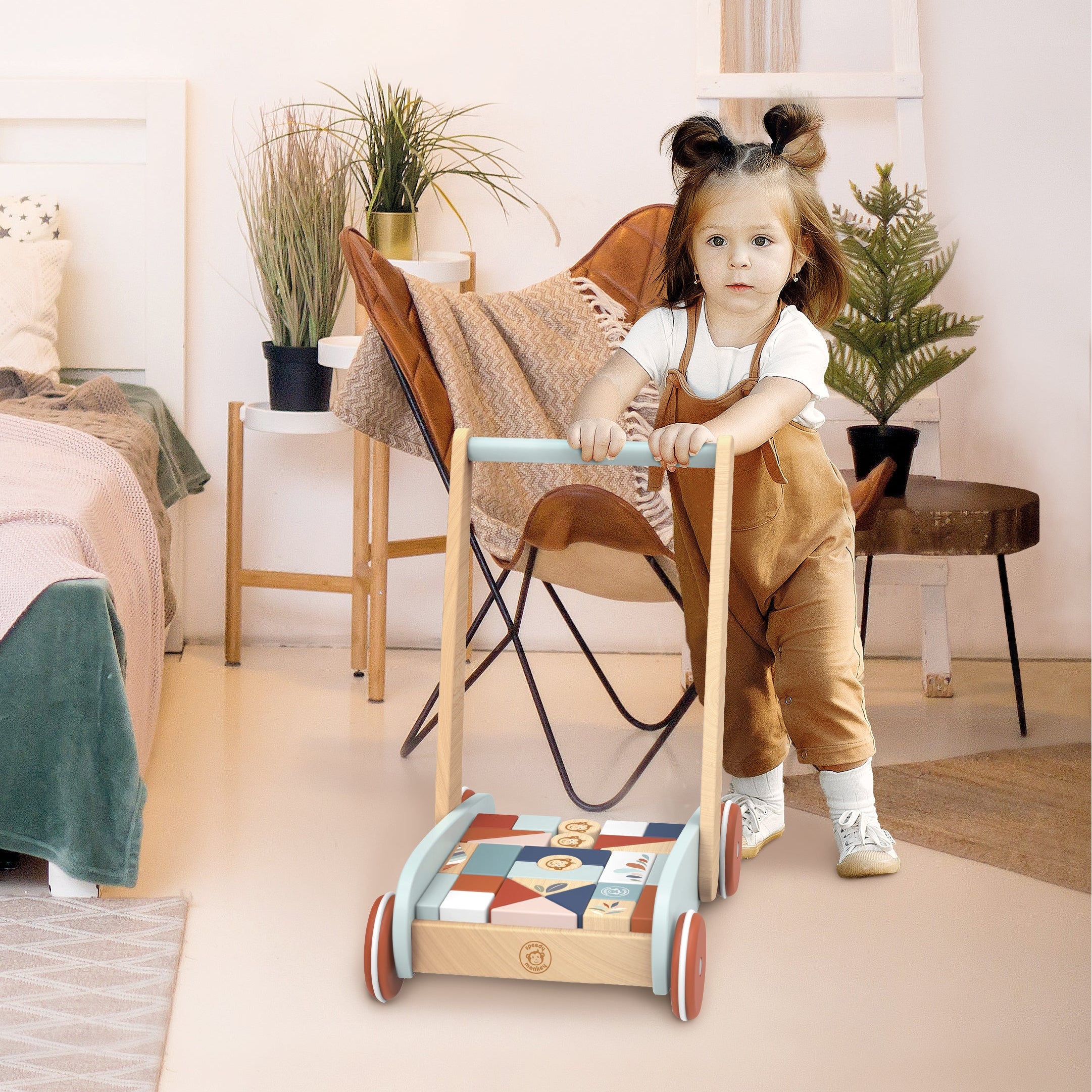Wooden Walker with Building Blocks - Image 2