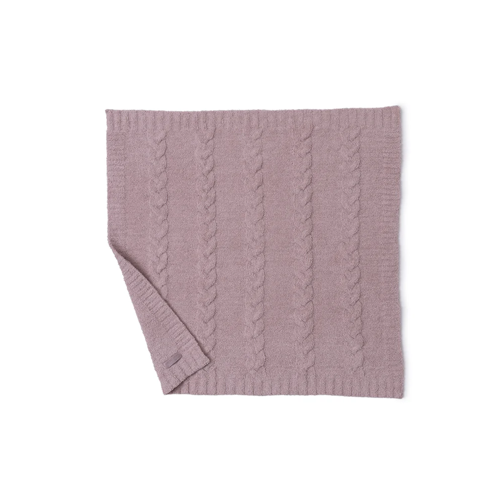 CozyChic Braided Cable Receiving Blanket - Heathered Rose-Dusty Mauve - Image 3