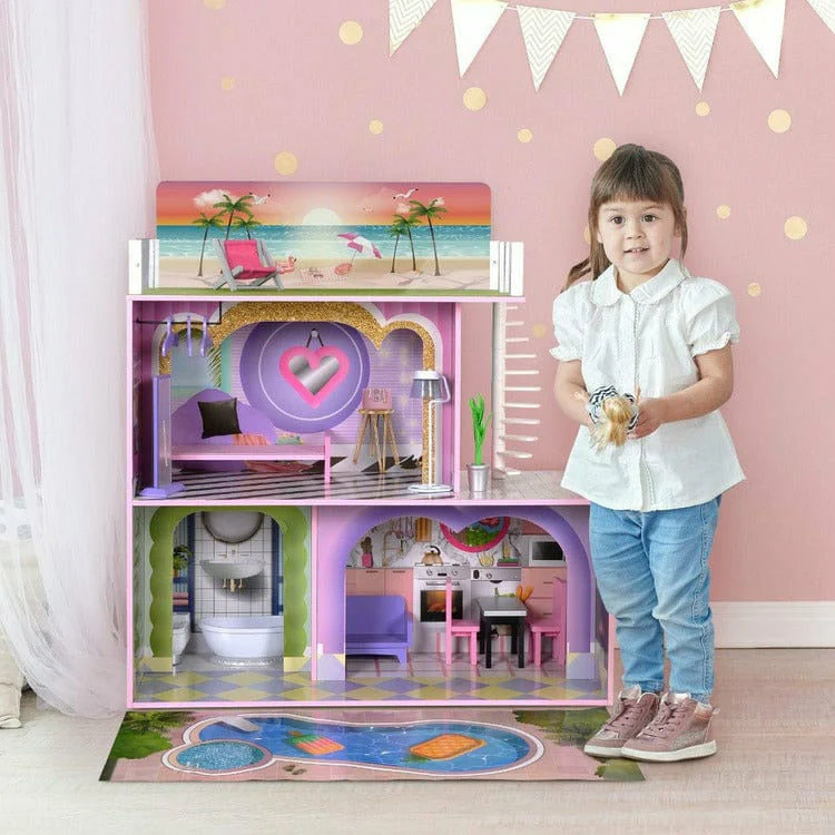 Kids Dreamland Sunset 3-Level Dollhouse Set for 12" Dolls - Image 2