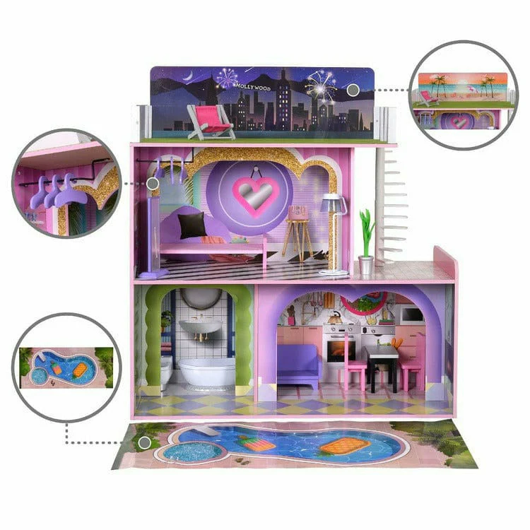 Kids Dreamland Sunset 3-Level Dollhouse Set for 12" Dolls - Image 6